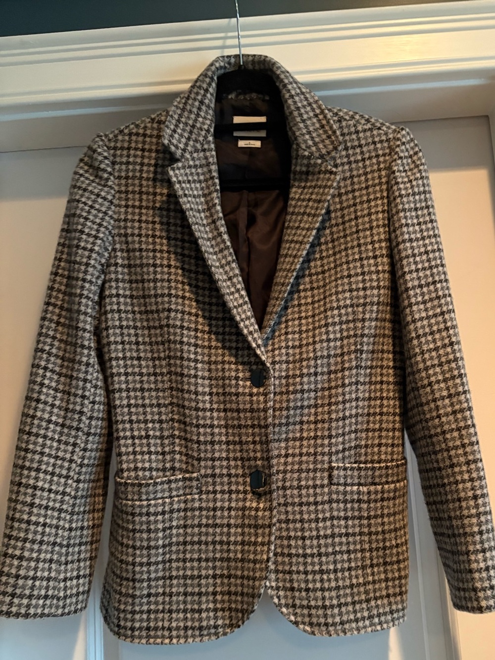 Wilfred / Aritzia  Houndstooth Wool-Blend Women's Blazer Jacket - Grey